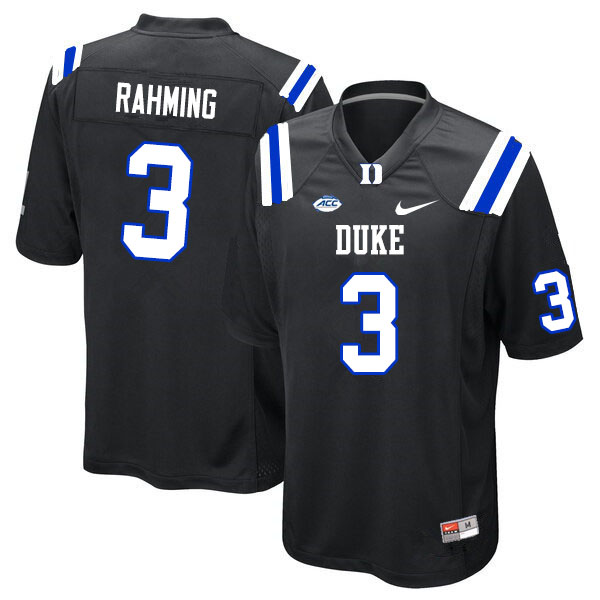 Men #3 T.J. Rahming Duke Blue Devils College Football Jerseys Sale-Black